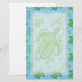 Green Turtle Blank Stationery Briefpapier (Voorkant / Achterkant)