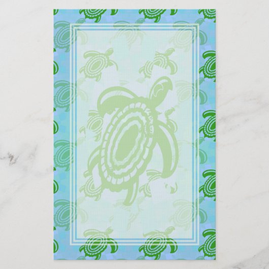 Green Turtle Blank Stationery Briefpapier (Voorkant)