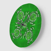 Green Turtle Dot Art Grote Klok (Hoek)