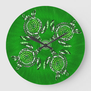 Green Turtle Dot Art Grote Klok