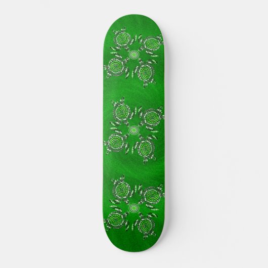 Green Turtle Dot Art Persoonlijk Skateboard (Voorkant)