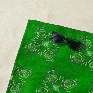 Green Turtle Dot Art Strandlaken