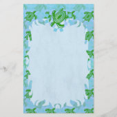 Green Turtle Flame Stationery Briefpapier (Voorkant)