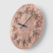 Green Turtle Hammered Metal Pattern Wall Clock Grote Klok (Hoek)