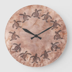 Green Turtle Hammered Metal Pattern Wall Clock Grote Klok