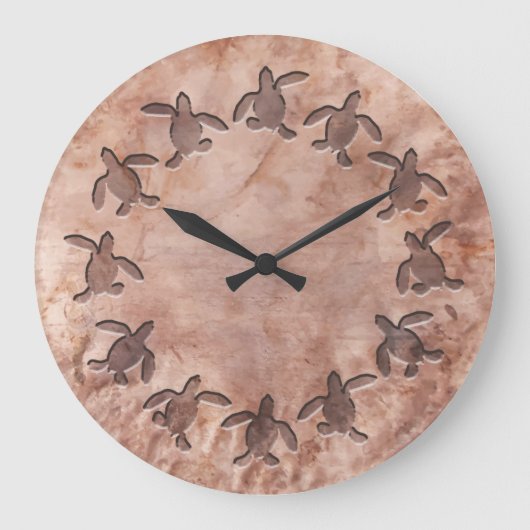 Green Turtle Hammered Metal Pattern Wall Clock Grote Klok (Voorkant)