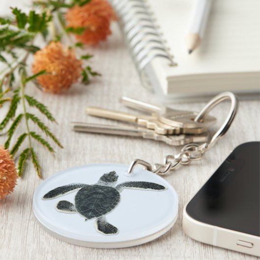 Green Turtle Hatchling Sleutelhanger (Voorkant Rechts)