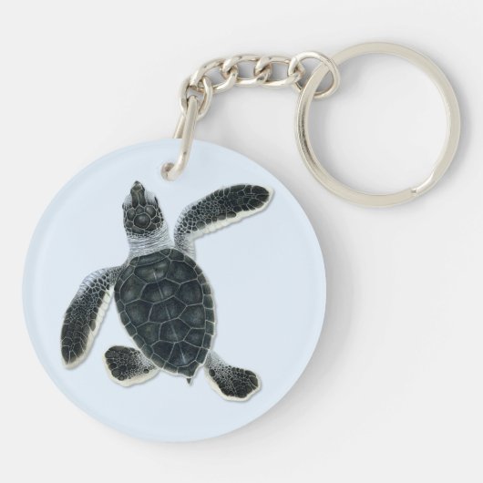 Green Turtle Hatchling Sleutelhanger (Achterkant)