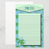 Green Turtle Lined Stationery Briefpapier (Voorkant / Achterkant)