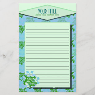 Green Turtle Lined Stationery Briefpapier