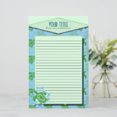Green Turtle Lined Stationery Briefpapier (Staand voorkant)