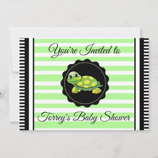 Green Turtle Theme Boy's Baby shower Invitation Kaart (Voorkant)