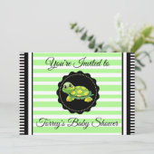 Green Turtle Theme Boy's Baby shower Invitation Kaart (Staand voorkant)