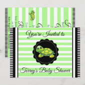 Green Turtle Theme Boy's Baby shower Invitation Kaart (Voorkant / Achterkant)