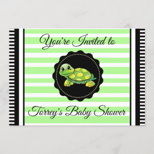Green Turtle Theme Boy's Baby shower Invitation Kaart