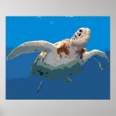 Green Turtle Woodcut Poster (Voorkant)