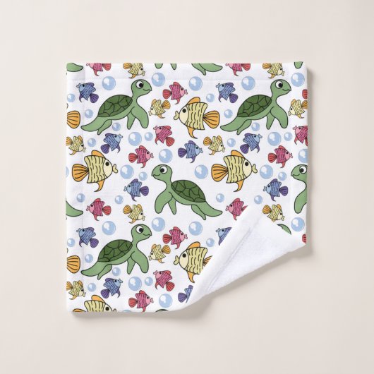 Green Turtles And Yellow Fish  Bad Handdoek (Wasdoekje)