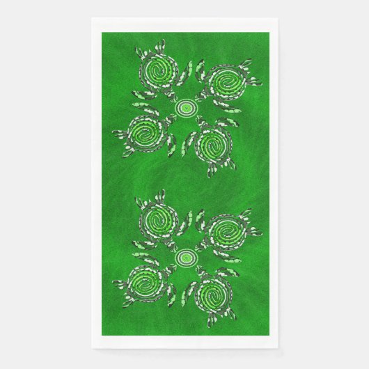 Green Turtles Dot Art, Guest Towel Paper Napkin Servet (Voorkant)