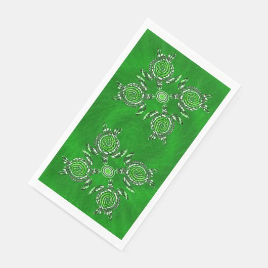 Green Turtles Dot Art, Guest Towel Paper Napkin Servet (Hoek)