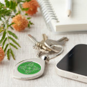 Green Turtles Dot Art, Metal Keyring Sleutelhanger (Zijkant)