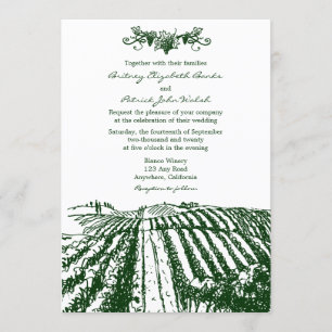 Green Tuscan Winery Vineyard Wedding Invitations Kaart
