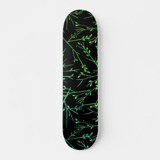 Green Twigs on Black Persoonlijk Skateboard (Voorkant)