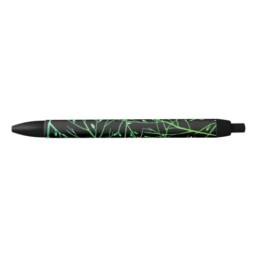 Green Twigs on Black Zwarte Inkt Pen (Voorkant)