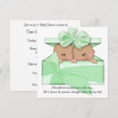 Green TWIN Baby shower Invitation African American Kaart (Voorkant / Achterkant)