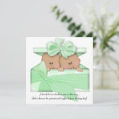Green TWIN Baby shower Invitation African American Kaart (Staand voorkant)
