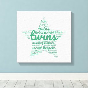 Green Twin Star Canvas Afdruk