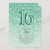 Green Twinkle Lights Folie Balloon 16e verjaardag Kaart (Voorkant / Achterkant)
