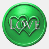 Green Two Hearts Intertwined Wedding Ronde Sticker (Voorkant)