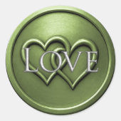 Green Two Hearts Intertwined Wedding Ronde Sticker (Voorkant)