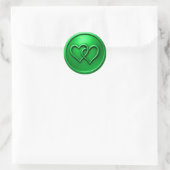 Green Two Hearts Intertwined Wedding Ronde Sticker (Tas)