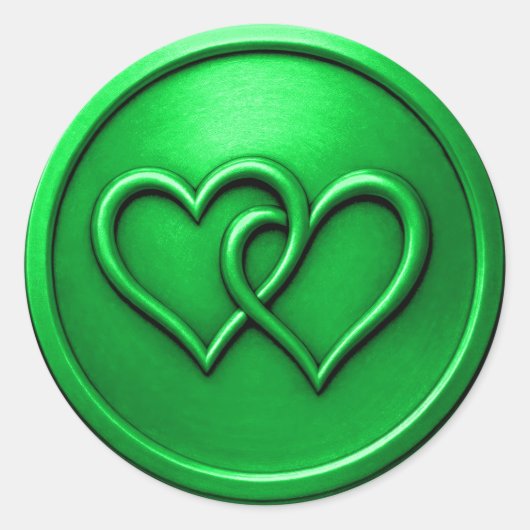 Green Two Hearts Intertwined Wedding Ronde Sticker (Voorkant)