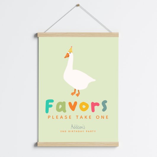 Green Two Silly Goose 2nd Birthday Favor Sign Poster