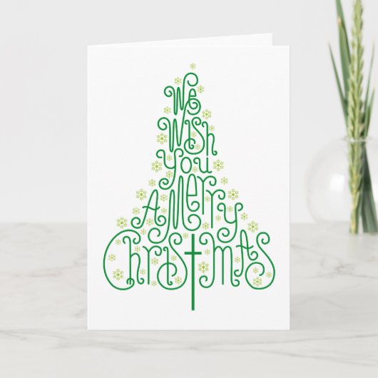 Green Typographic Christmas tree Feestdagen Kaart (Voorkant)