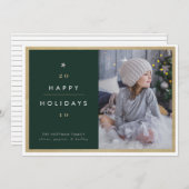 Green Typographic Tree Holiday Photo Card Feestdagenkaart (Voorkant / Achterkant)