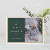 Green Typographic Tree Holiday Photo Card Feestdagenkaart (Staand voorkant)