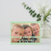 Green Typography Merry kerstfoto Briefkaart (Staand voorkant)