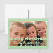 Green Typography Merry kerstfoto Briefkaart (Voorkant / Achterkant)