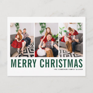 Green Typography Merry kerstfoto Collage Briefkaart