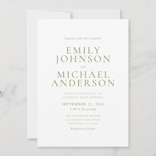 Green Typography Wedding Invitation Kaart (Voorkant)