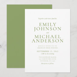 Green Typography Wedding Invitation Kaart