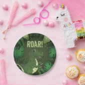 Green Tyrannosaurus Rex T-rex Tropical Birthday Papieren Bordje (Feest)