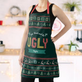 Green Ugly Christmas Sweater Nordic Knit Naam toev Schort