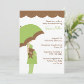 Green Umbrella Baby shower Invitation Kaart (Staand voorkant)