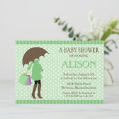 Green Umbrella Baby shower Invite Kaart (Staand voorkant)