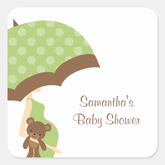 Green Umbrella Baby shower Stickers (Voorkant)