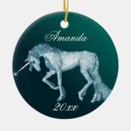 Green Unicorn Fantasy Keramisch Ornament